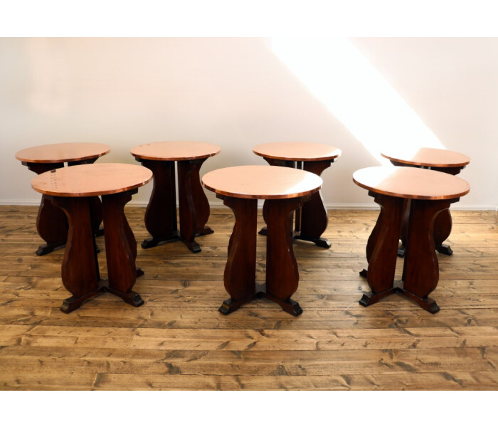 Set of Seven Copper Topped Pub Tables 1 Medium